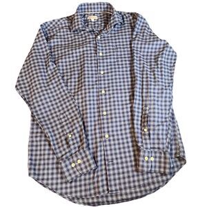 Peter Millar Crown Mens Large Button-Down Strip Long Sleeve Shirt Cotton Blue